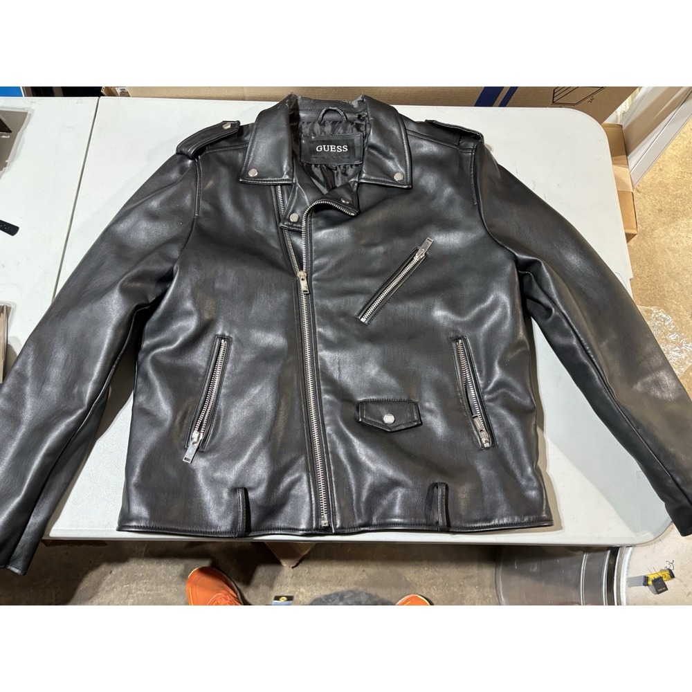 Guess faux leather moto jacket Women Size XXL